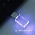 Silberglas USB Stick mit LED Licht